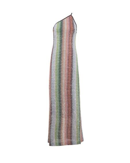 Shop MISSONI  Abito: Missoni abito "Caperdoni".
Abito lungo in misto viscosa con filamenti lamé lavorata con intreccio 'Caperdoni'.
Motivo zig zag dégradé.
Monospalla.
Chiusura a zip laterale.
Spacco posteriore.
Composizione: 75% Viscosa, 100% Poliammide, 8% Fibra Metalizzata, 6% poliestere, 1% Elastan.
Made in Italy.. DS25SG13 BK042D-SM9N9